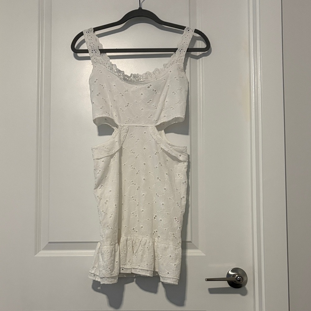 Nasty Gal White Eyelet Mini Dress